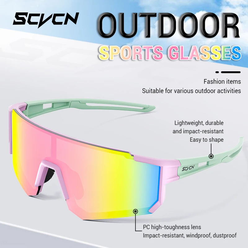 SCVCN Cycling Glasses Outdoor Sports Running Bicycle Sunglasses Men MTB Cycling Glasses UV400 Women Road Bike Glasses