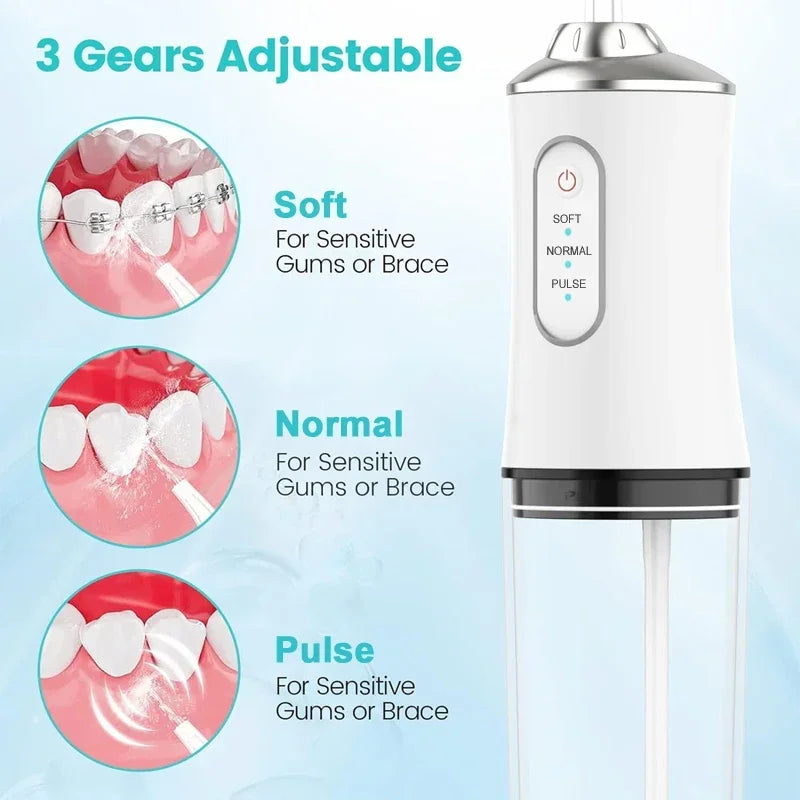 Xiaomi 220ml Oral Irrigator Water Flosser Rechargeable Water Flosser Toothpick Mouthwash Machine 4 Nozzles Jet Tip 3 Modes IPX7