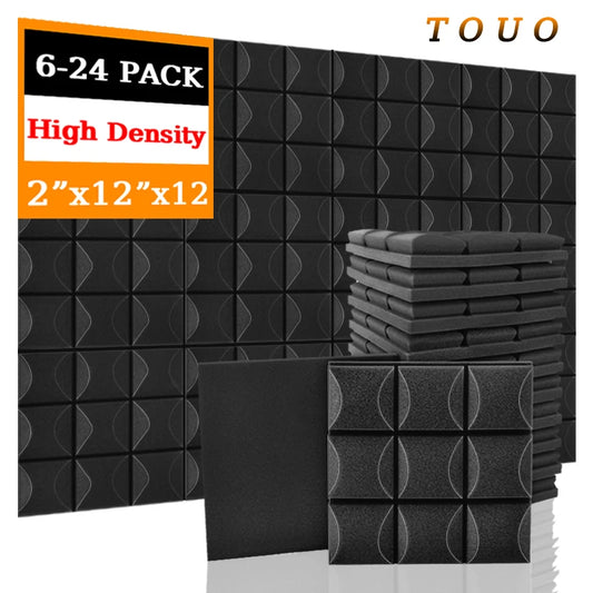 TOUO Acoustic Foam Panels 6-24 Pcs Soundproof Foam Wall Panels Studio Sound Proof Foam Soundproofing On The Wall KTV Room