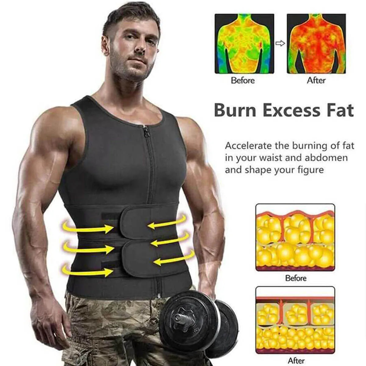 Sauna Vest for Men with Waist Trainer Neoprene Sauna Sweat Suit Slimming shirt Workout Tank Top Body shaper fitness