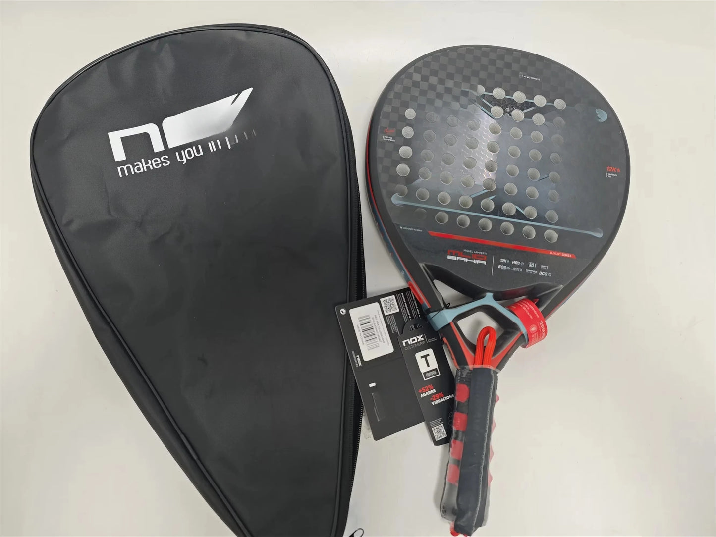 X-ONE-Carbon Fiber Paddle Raquete de tênis, núcleo redondo forma para iniciantes, raquete sem capa saco, 3K 12K 18K