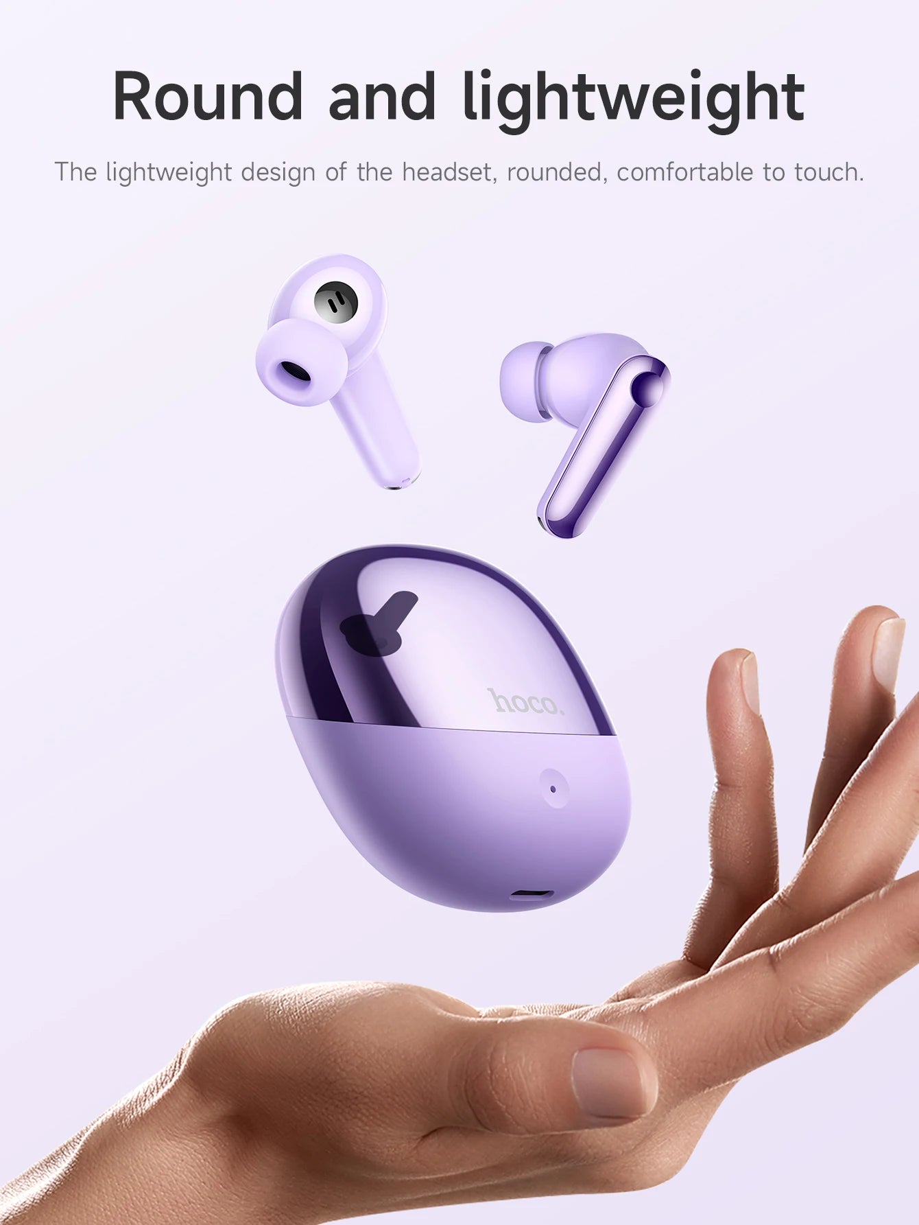 HOCO EQ11 Wireless Bluetooth 5.3 Music Earphone 13mm large Dynamic Coil HiFi Stereo Earbuds  Touch Control With Mic For iPhone