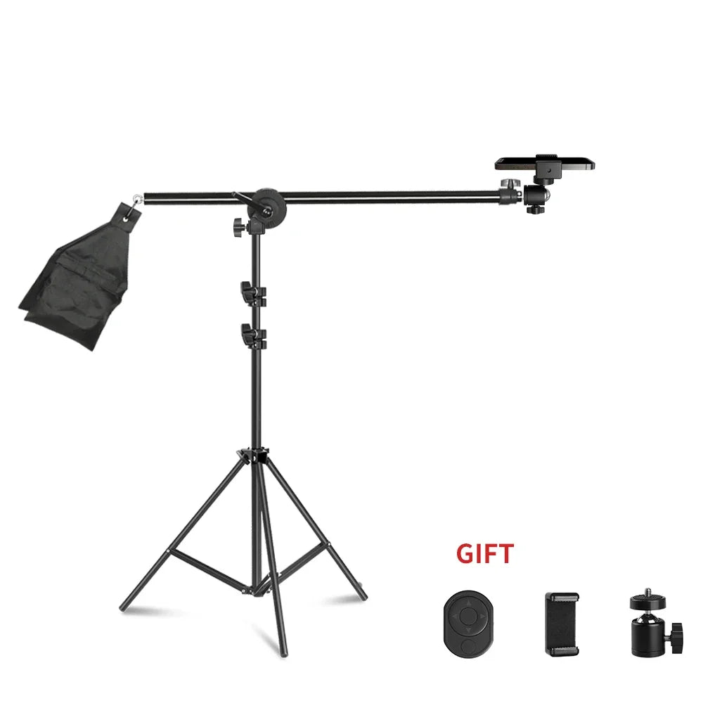 Photo Studio Adjustable Cantilever Stand Cross Arm With Sand Bag Pivot Clamp Use For Light Stand Accessories Extension Rod 135CM