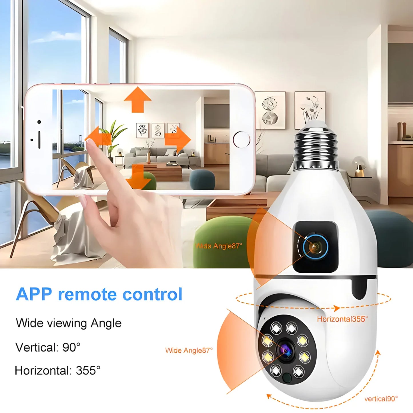 1080P Bulb WiFi Camera Surveillance IP Camera 2 Lens Night vision Video Anti-theft Remote Security Monitor Outdoor Indoor