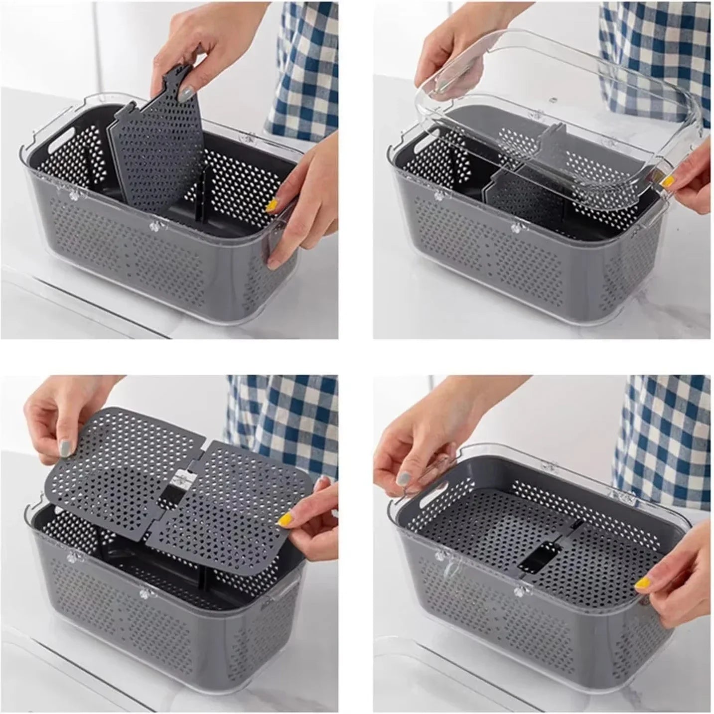 12/22 in 1 Multifunctional Vegetable Cutter Manual Food Chopper Potato Shredder Vegetable Slicer with Container Kitchen Gadget