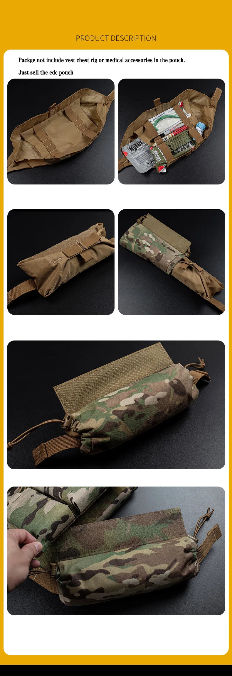 Tactical Medical Pouch First Aid Kit Pouch for Vest Chest Rig EDC IFAK Bag Foldable Emergency EMT Tool Pouch Survival Bag