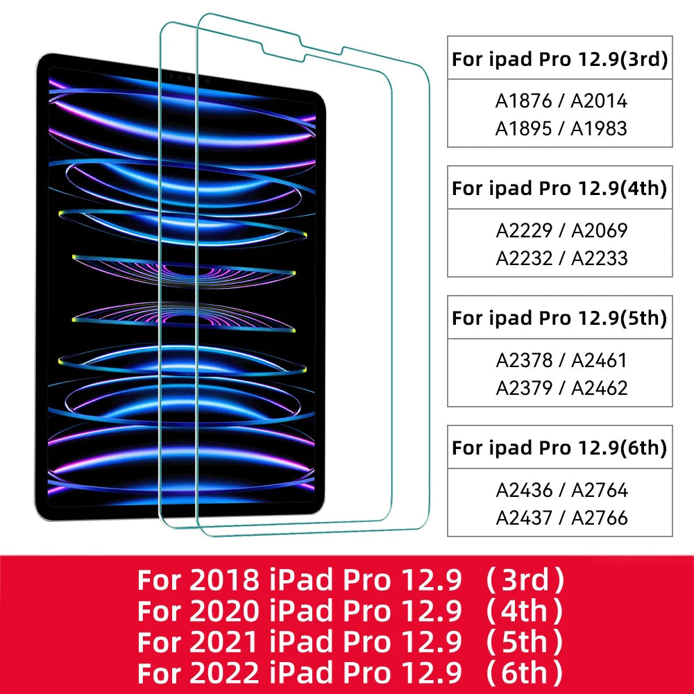 2Pcs Tempered Glass Screen Protector For Ipad Pro 13 12.9 11 6th M4 M2 Air 6 5 4 3 2 1 9th 10th Gen Mini 6 7 10.9 10.2 9.7 Film