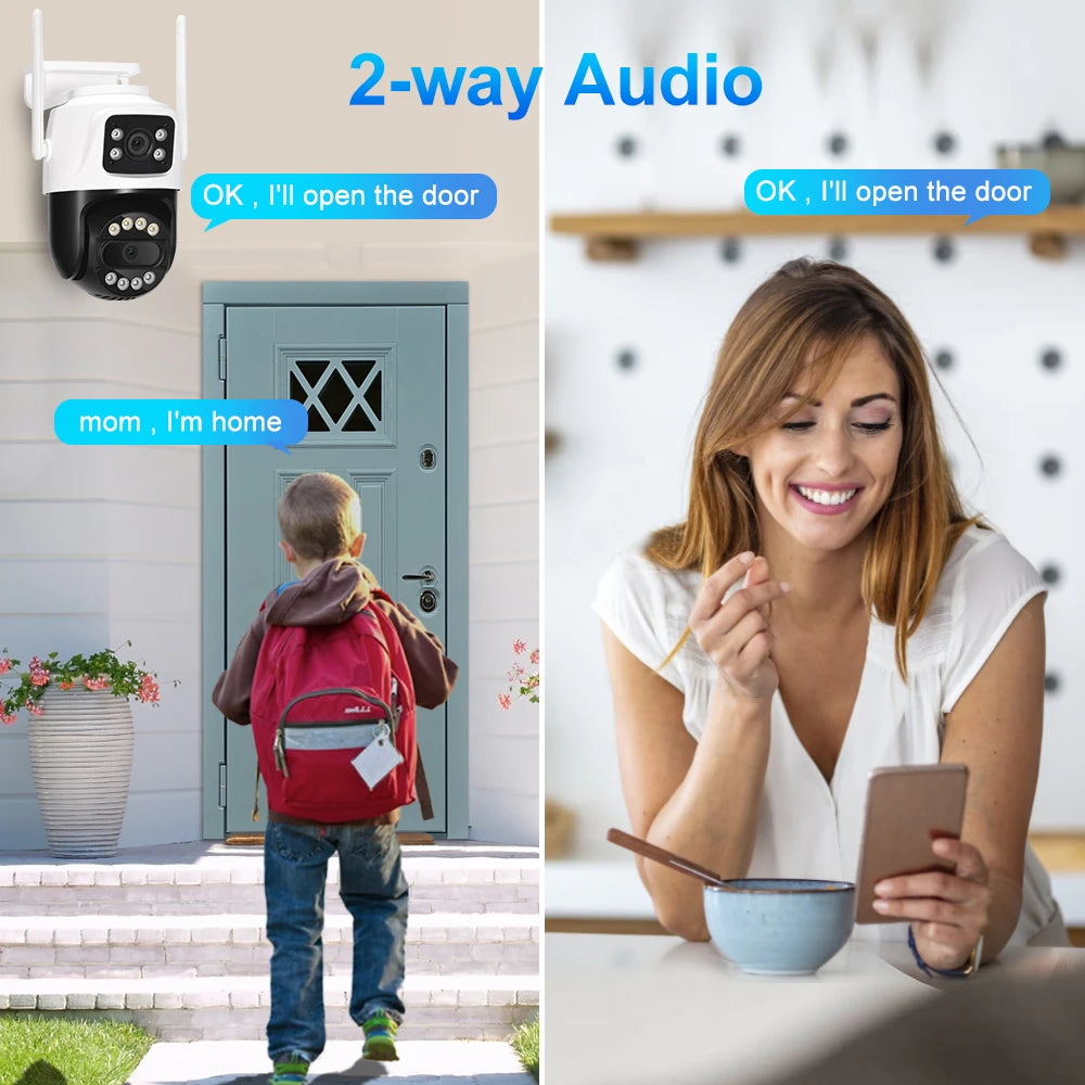 12MP 5K PTZ Wifi Camera 8X Zoom Dual Screen Ai Human Detect Auto Tracking CCTV Outdoor Surveillance Camera home iCSee