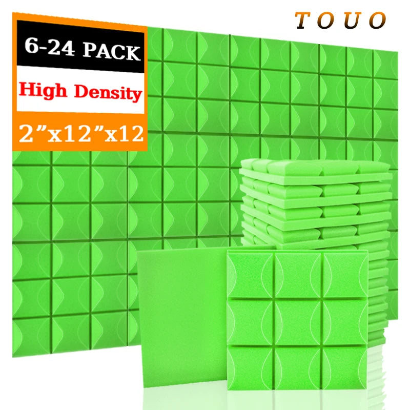 TOUO Acoustic Foam Panels 6-24 Pcs Soundproof Foam Wall Panels Studio Sound Proof Foam Soundproofing On The Wall KTV Room