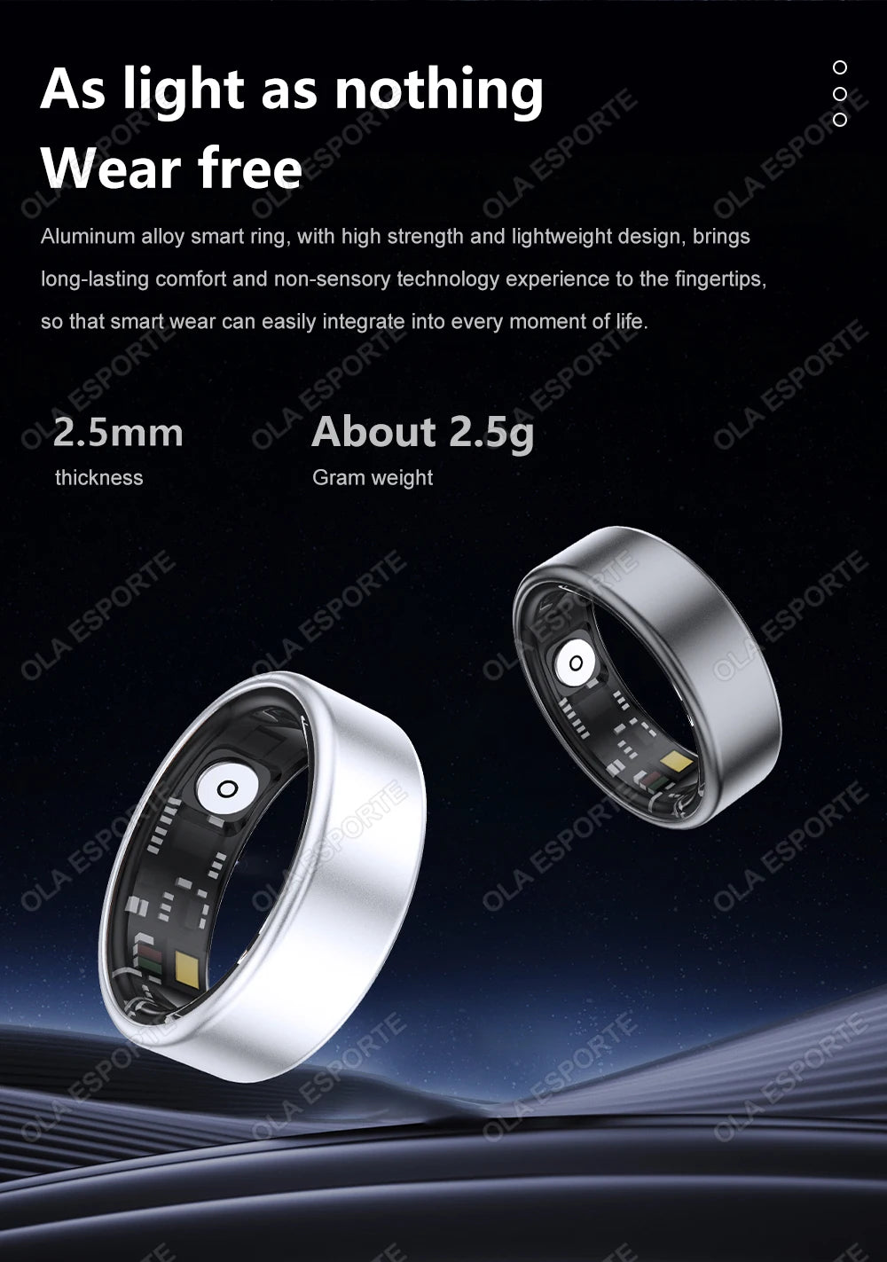 2024 New Smart Ring Men Women Military Grade Titanium Steel Shell Sleep Health Monitoring IP68&3ATM Waterproof Multi-sport Modes