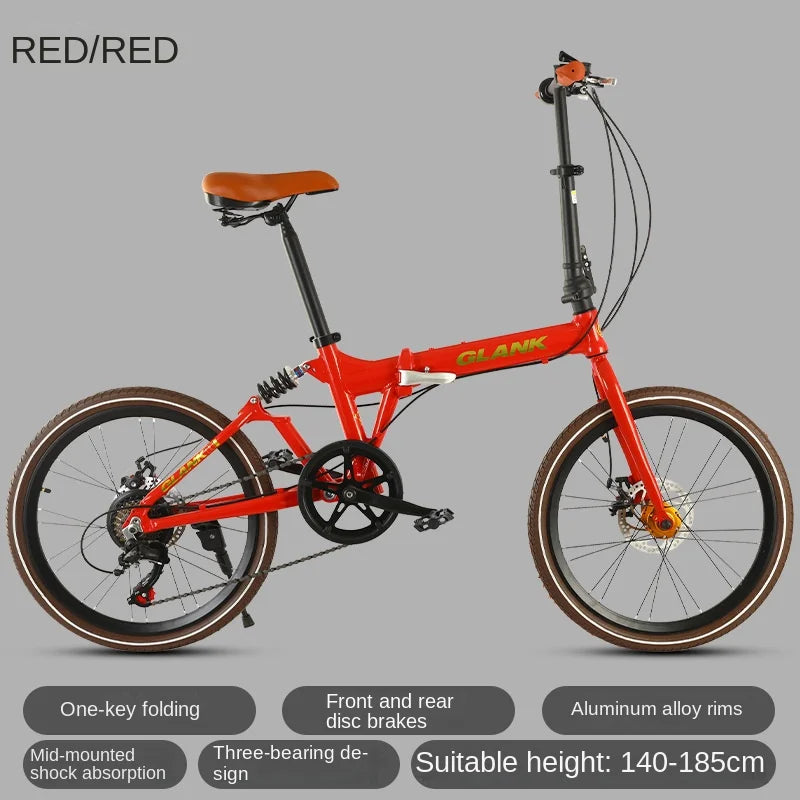 Aluminum Alloy Folding Frame 22 Inch Outdoor Portable Disc Brake Shock Absorber Adult Variable Speed Student Bicycle Camping