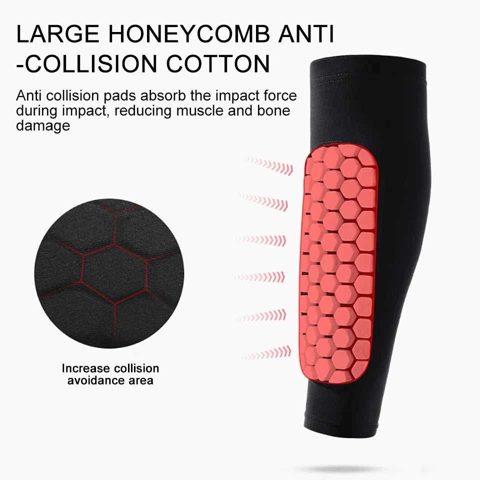 1Pcs Women Men Football Shin Guards Soccer Honeycomb Anti-collision Compression Legwarmers Gym Leg Calf Sleeves Sports Legging