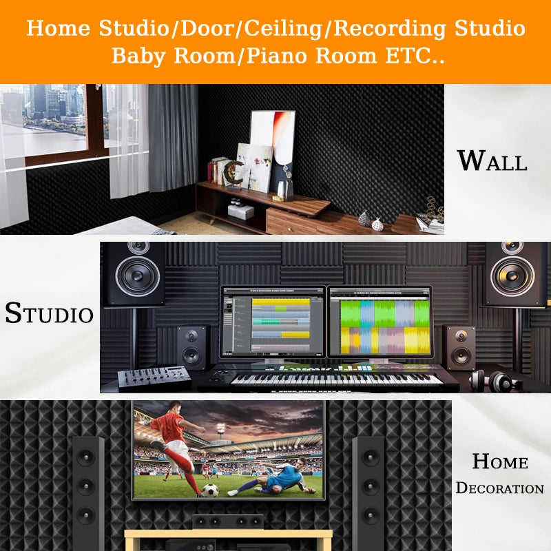 TOUO Acoustic Foam Panels 6-24 Pcs Soundproof Foam Wall Panels Studio Sound Proof Foam Soundproofing On The Wall KTV Room