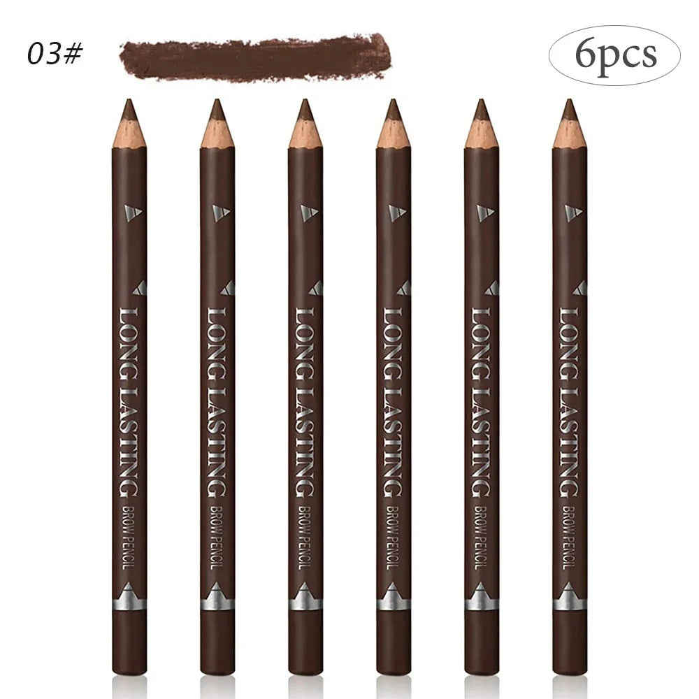 6/12Pcs Waterproof Eyebrow Pencil Easy Color Natural Black Brown Eye Makeup Pen Cosmetic Beginner Practice Eyebrow Beauty Tools