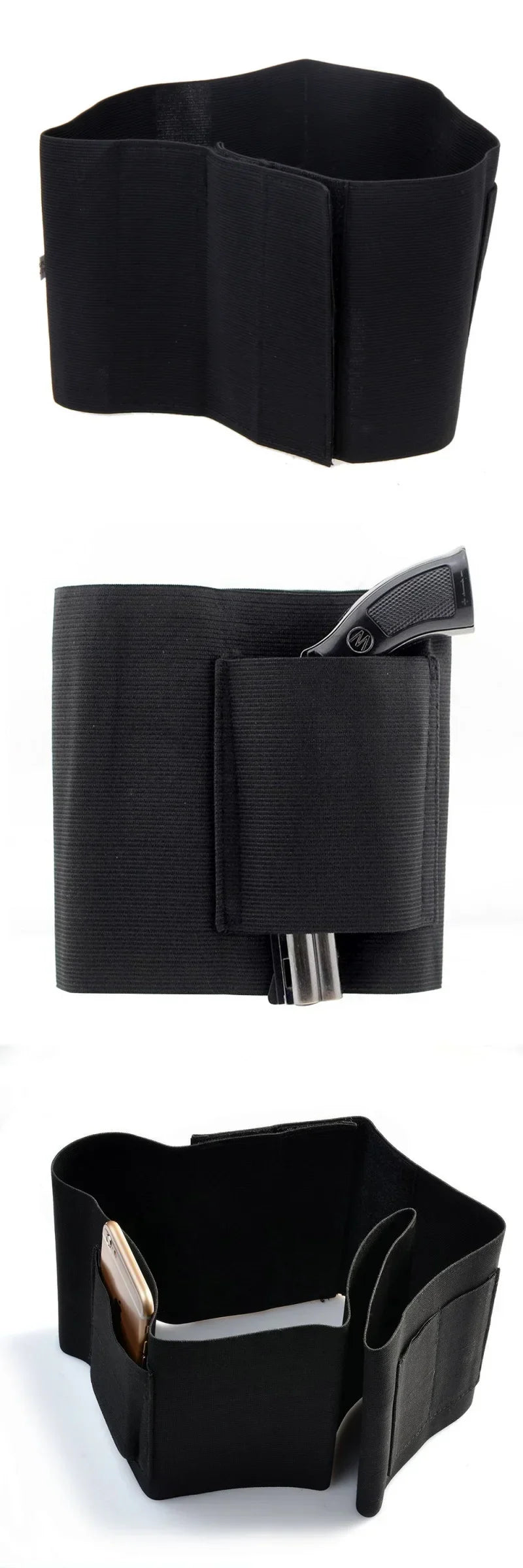 Concealed Carry Belly Band Gun Holster Universal Outdoor Hunting Accessories Pistol Handgun Waist Belt Phone Holder Mag Pouch