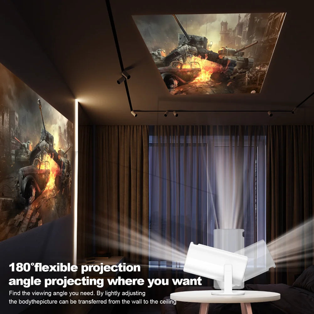 "HONGTOP P30 Smart Mini Projector | Android 11, WiFi 6, 4K Support, 1080P Display, BT5.0 | Portable Home Cinema (1280720P)"*