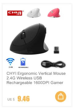 CHUYI 2.4G Wireless Optical Mouse Cute Hamster Cartoon Design Computer Mice Ergonomic Mini 3D Gaming Office Mouse Kid's Gift