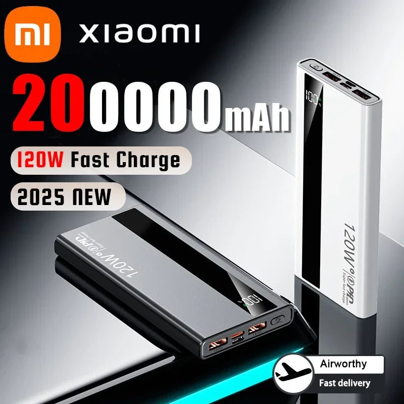 Xiaomi 120w Super Fast Charging Battery 200000mah Power Bank High Capacity Digital Display Power Bank For Iphone Samsung Gift