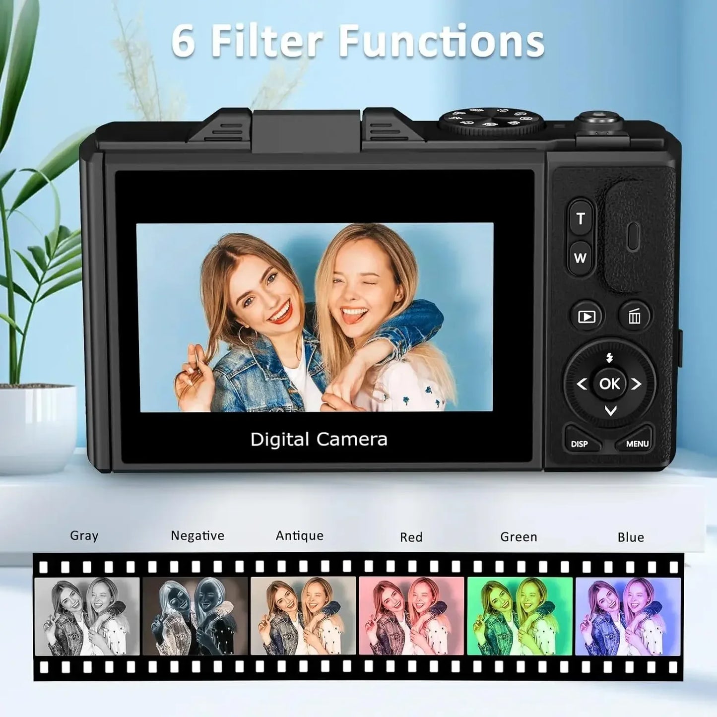 18X Digital Zoom Camera for Photography 4K 64MP YouTube Vlogging Video Camcorder 3'' Flip Screen Selfie Webcam Compact Cameras