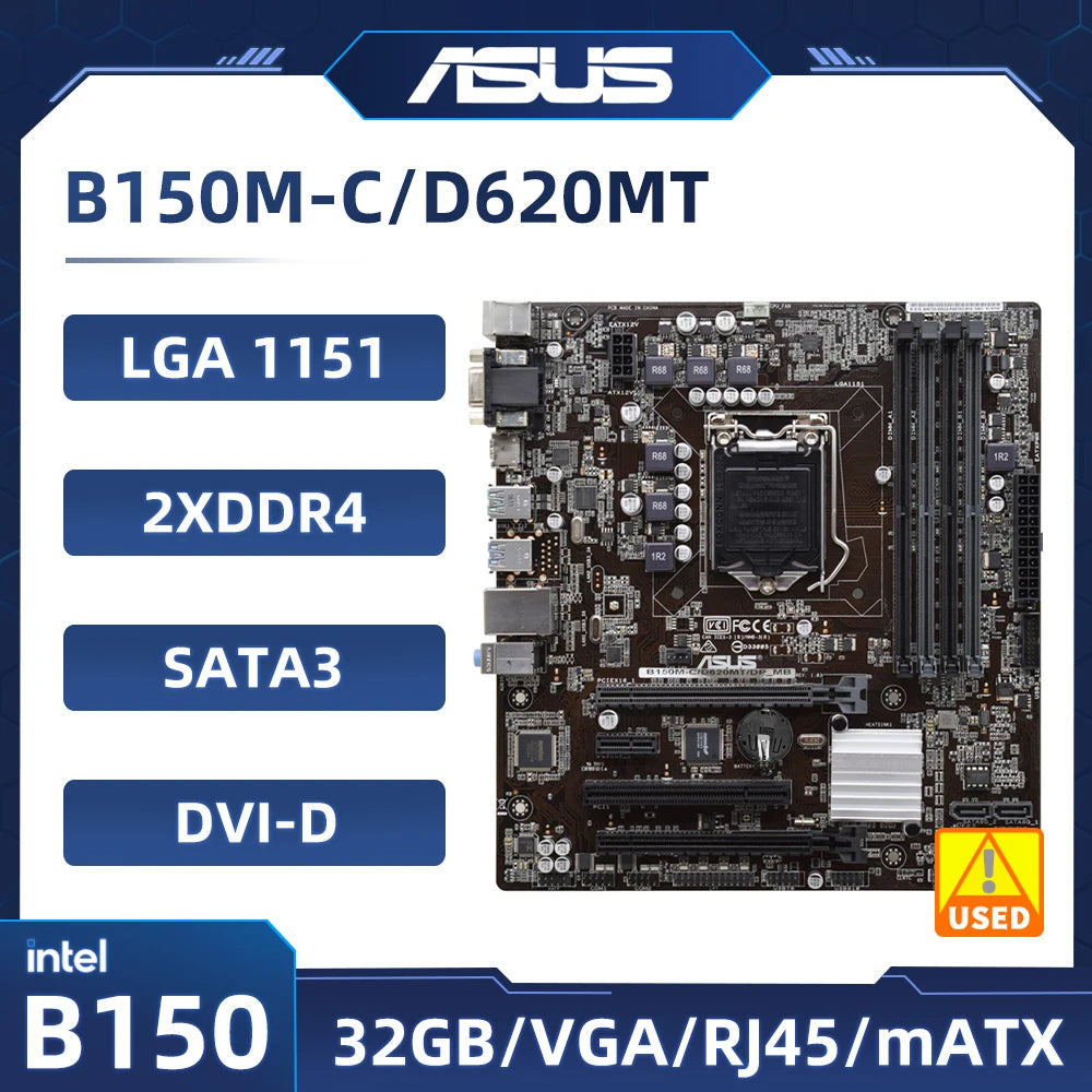 ASUS B150M-C Motherboard LGA1151 intel B150 B150M-C/D620MT/DP-MB Micro ATX DDR4 32GB support 6300 6100T 7300 7700 G3930 cpu