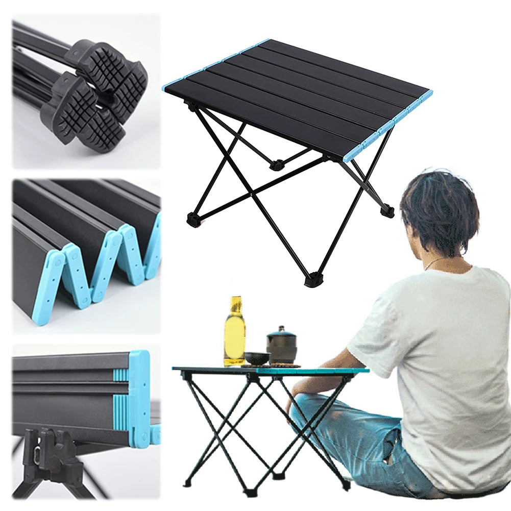 Folding Table Aluminum Alloy Portable Camp Table with Carry Bag Outdoor Table for Beach Outdoor Hiking Picnics BBQ Cooking