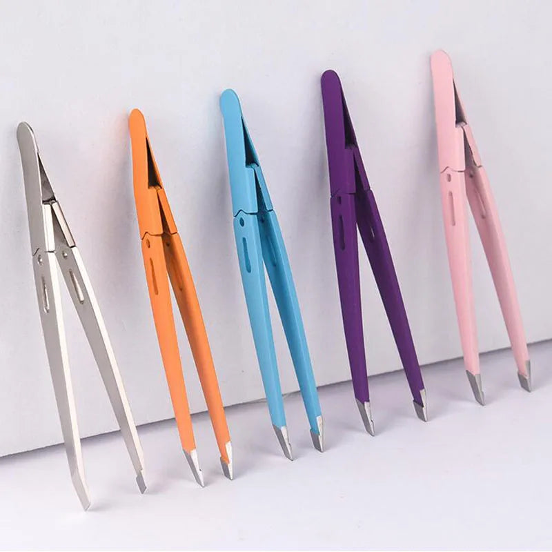 High-Quality Eyebrow Tweezer Colorful Hair Beauty Fine Hairs Puller Stainless Steel Slanted Eye Brow Clips Removal Makeup Tools