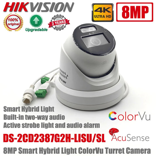 Original Hikvision DS-2CD2387G2H-LISU/SL 8MP 4K Smart Hybrid Light POE IP67 Strobe Light And Audio Alarm ColorVu Turret  Camera