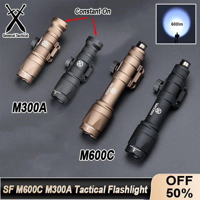 WADSN Tactical Airsoft Flashlight Surefir M600 M600C M300 M300A Light For AR15 Rifle Scout LED Hunting Weapon Gun Outdooring