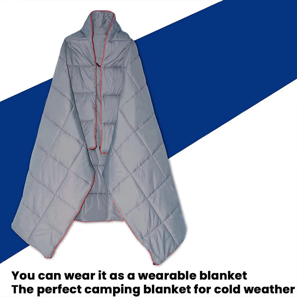 Stay Cozy Anywhere Outdoor Travel Blanket For Cold Weather Down Camping Blanket Wearable Waterproof grey