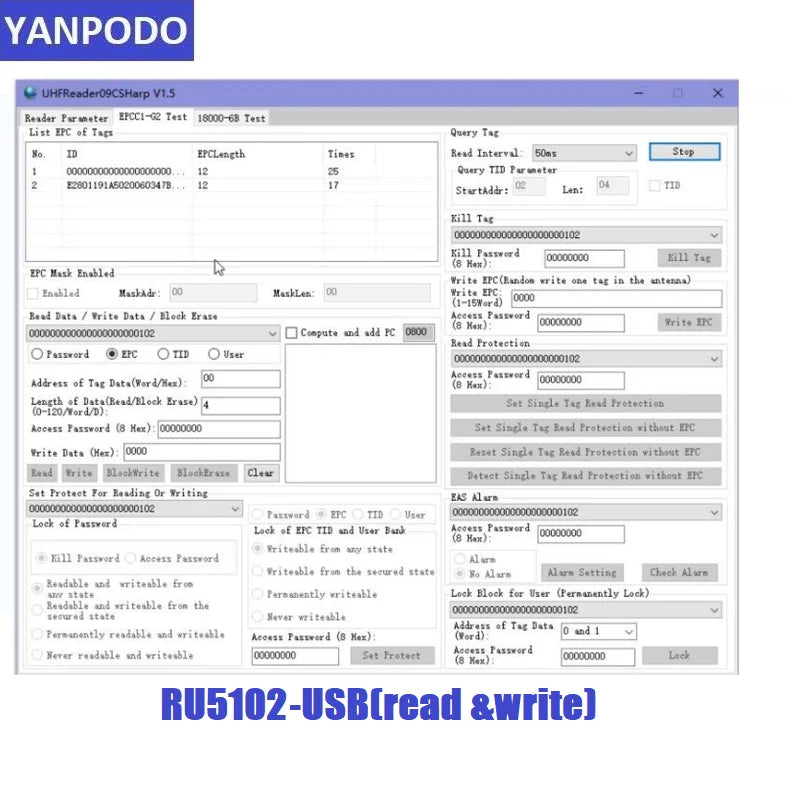 قارئ وكاتب RFID UHF لسطح المكتب ISO18000 6C 6B بتردد 860 ميجا هرتز إلى 960 ميجا هرتز لنسخ البطاقات واستنساخ EPC GEN2 مع تطوير SDK