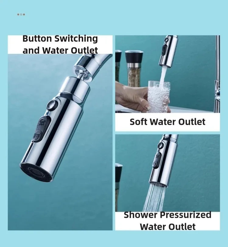 Kitchen Faucet Aerator 3 Modes Bathroom Anti-splash Tap Extender Adapter Faucet Washbasin Sprayer Saving Water Tap Filter Nozzle