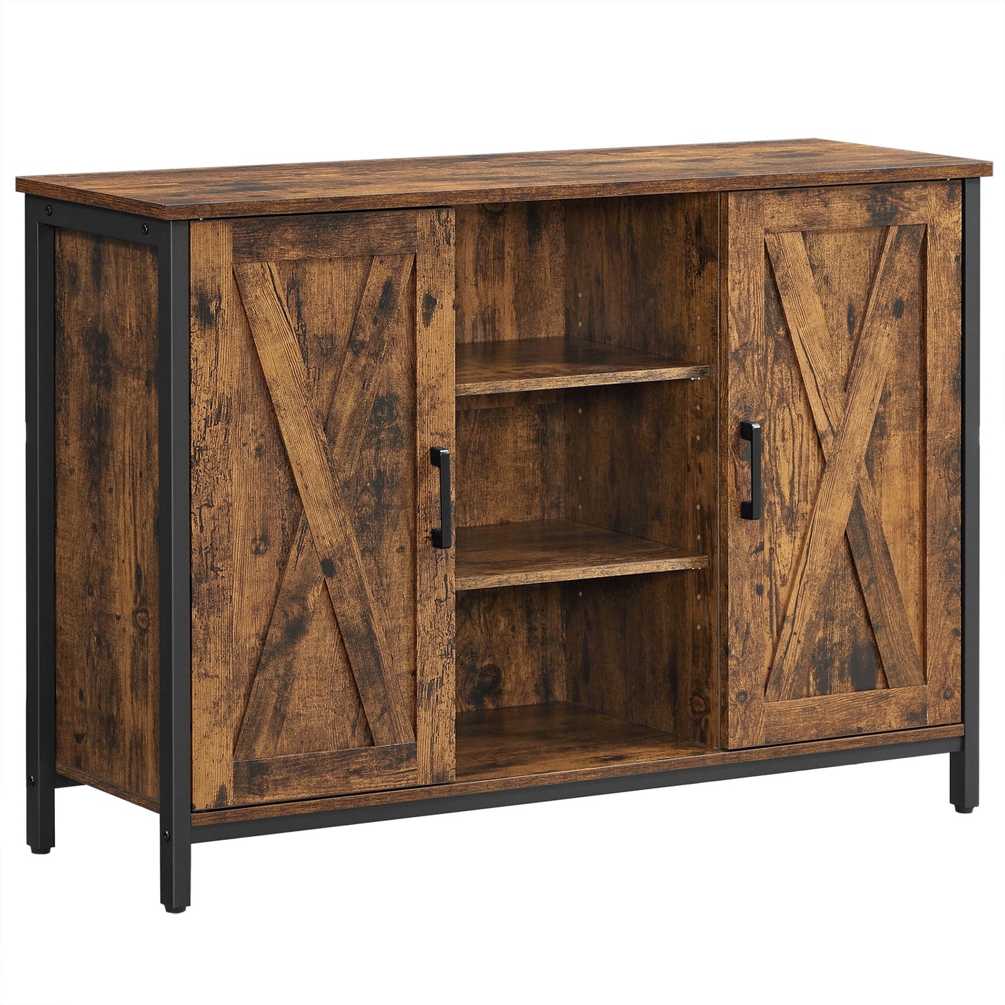 VASAGLE Buffet Table, Sideboard, Storage Cabinet with Cupboard and Shelves, Barn Doors, for Dining Room, Kitchen, Living Room