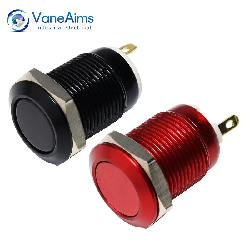 12mm Micro Push Button without Fixation Momentary Self-reset Waterproof Home Horn Doorbell Bell Oxidation Metal Power Button 1NO