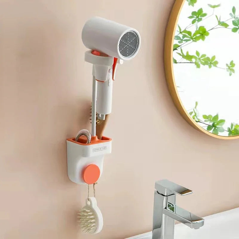 Hands Free Standing Hair Dryer Holder 360 Degree Rotation Bathroom Shelves Storage Rack Universal for Hairdryer Stand Wall Mount