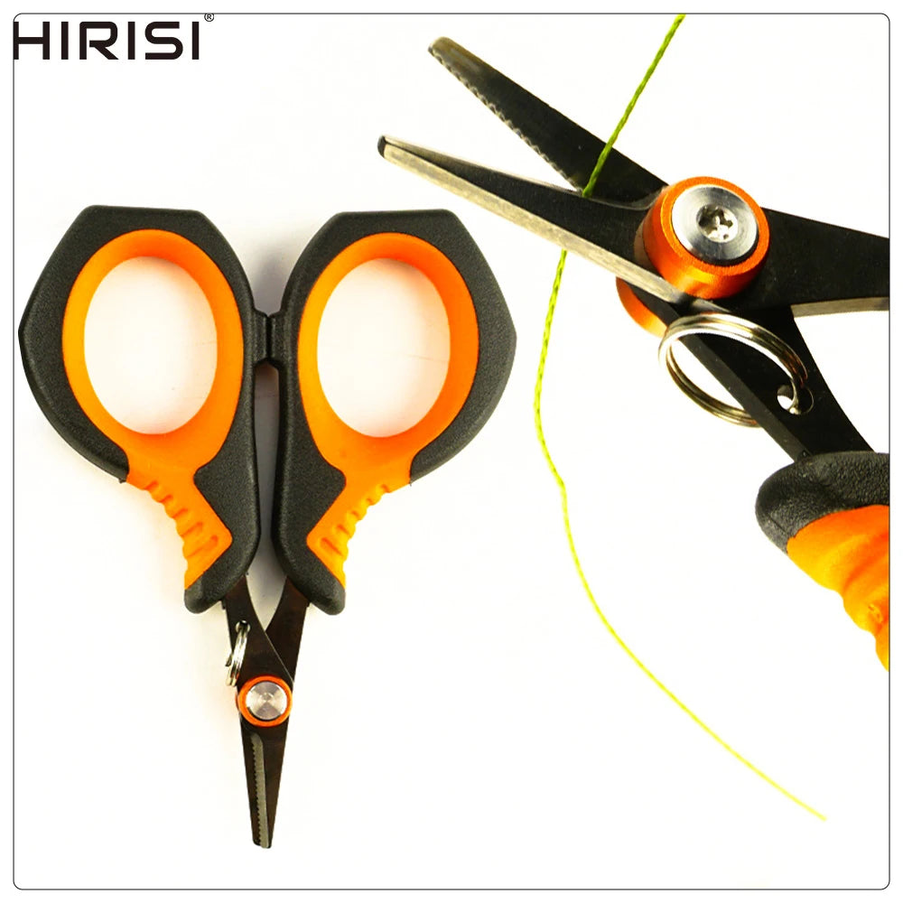 Hirisi Braid Line Scissors Stainless Steel Titanium Coating Antirust Anti-Slip Handle Sharp Wire Cutter Carp Fishing Tools