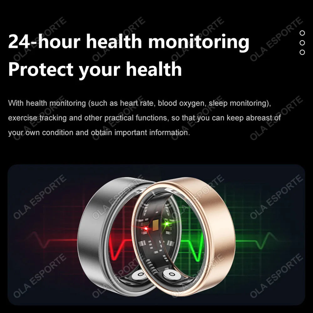 2024 New Smart Ring Men Women Military Grade Titanium Steel Shell Sleep Health Monitoring IP68&3ATM Waterproof Multi-sport Modes