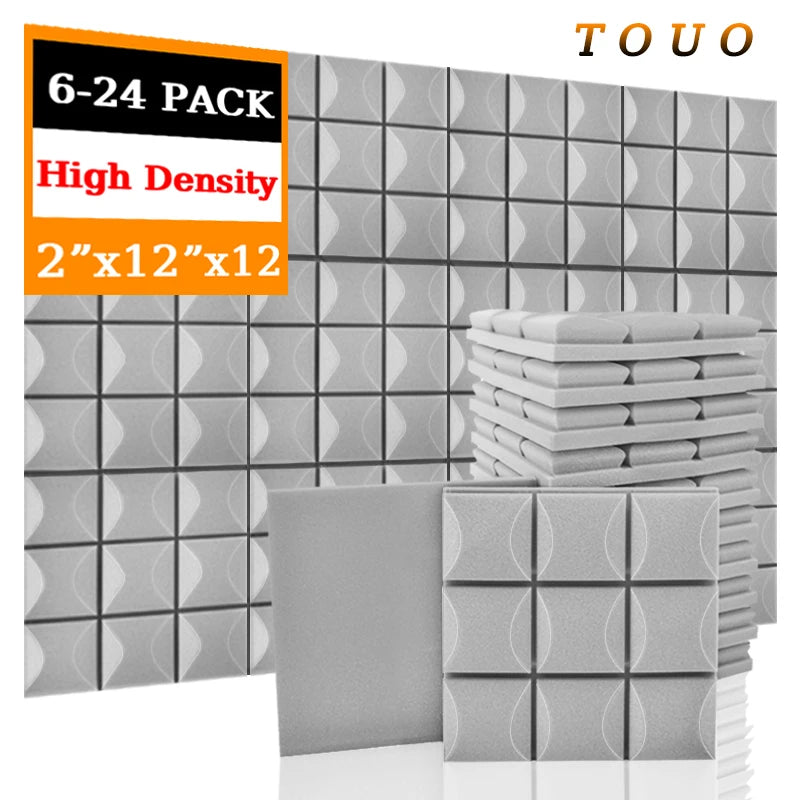 TOUO Acoustic Foam Panels 6-24 Pcs Soundproof Foam Wall Panels Studio Sound Proof Foam Soundproofing On The Wall KTV Room