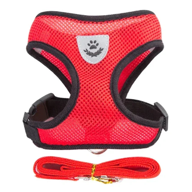 Pet Harness Adjustable Vest Walking Traction Rope Set for Dog Collar Breathable Mesh Harness for Small Medium  Cat Collar