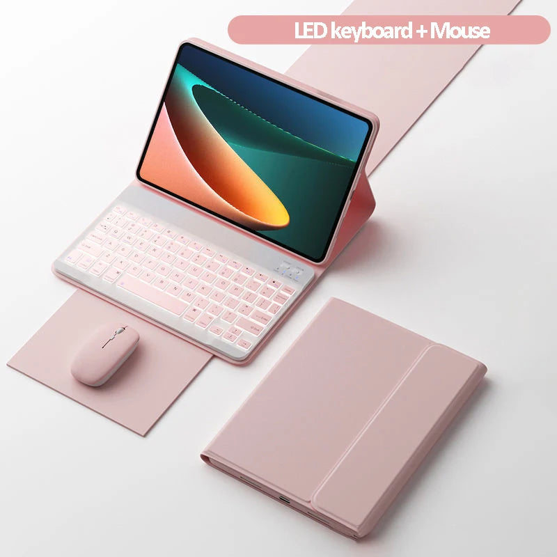 for Xiaomi Mi Pad 5 Case with Keyboard LED Backlit Wireless Mouse for Xiaomi Mipad 5 5 pro Magnetic Case Free Mouse Wireless