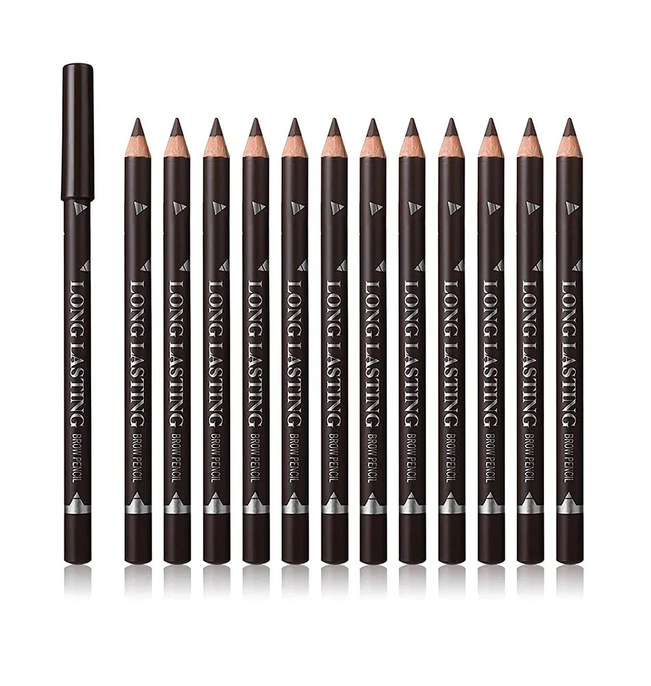 6/12Pcs Waterproof Eyebrow Pencil Easy Color Natural Black Brown Eye Makeup Pen Cosmetic Beginner Practice Eyebrow Beauty Tools