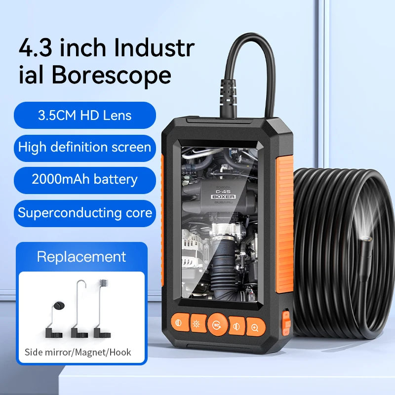 KERUI Dual Lens 1080P Endoscope with 4.3 IPS Screen for Pipe Sewer Waterproof Inspection Camera Borescope Monitor Car Repair LED