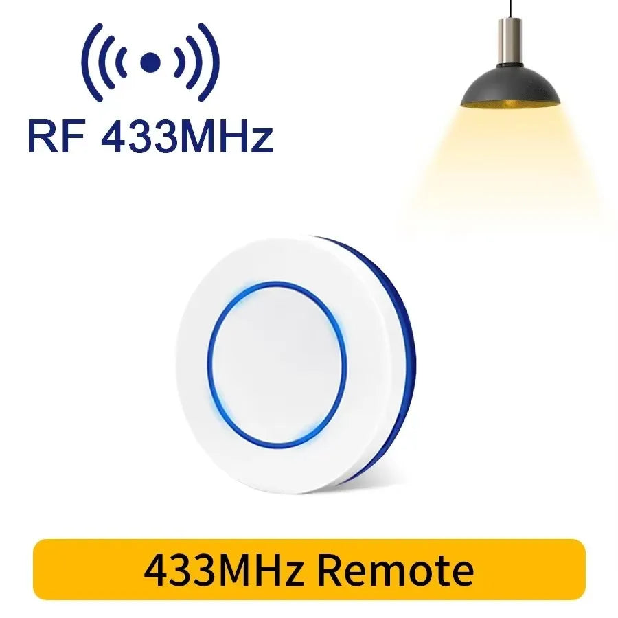 RF 433 MHz Smart Switch 1/2/3 Gang Wall Panel Mini Round Button Wall Panel Switch 16A Relay Receiver Automation Module 100V~240V