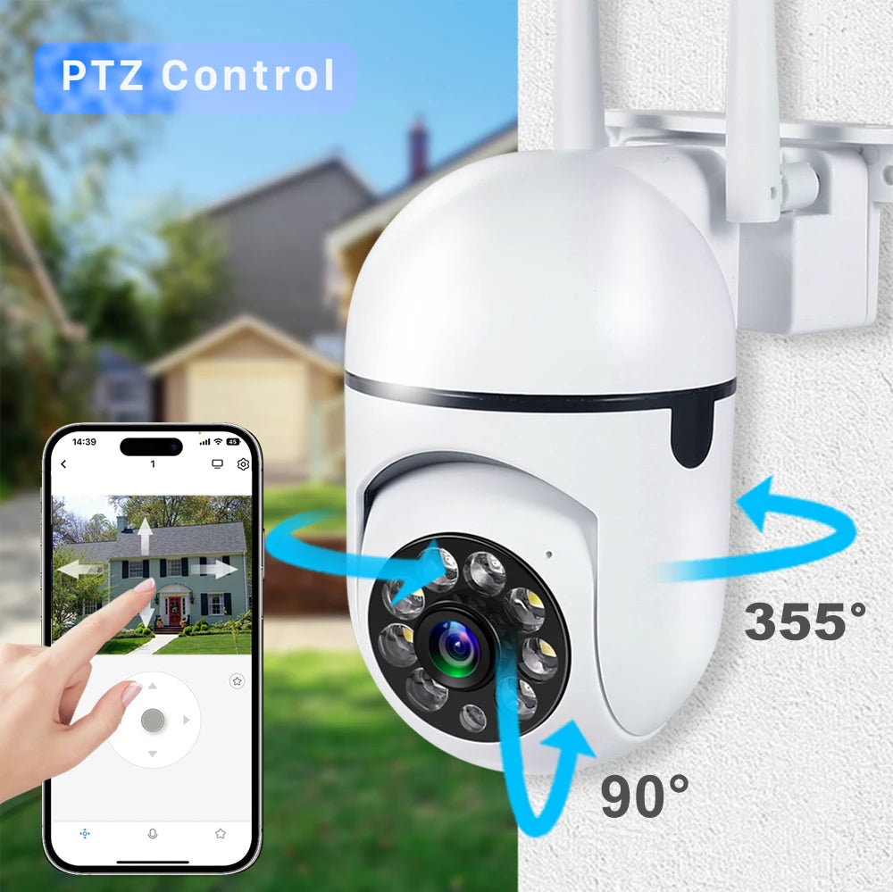 8MP Wifi IP Outdoor Wireless Security Surveillance PTZ Camera 4X Zoom Cameras AI Human Tracking Two-way Audio HD Night Color Cam