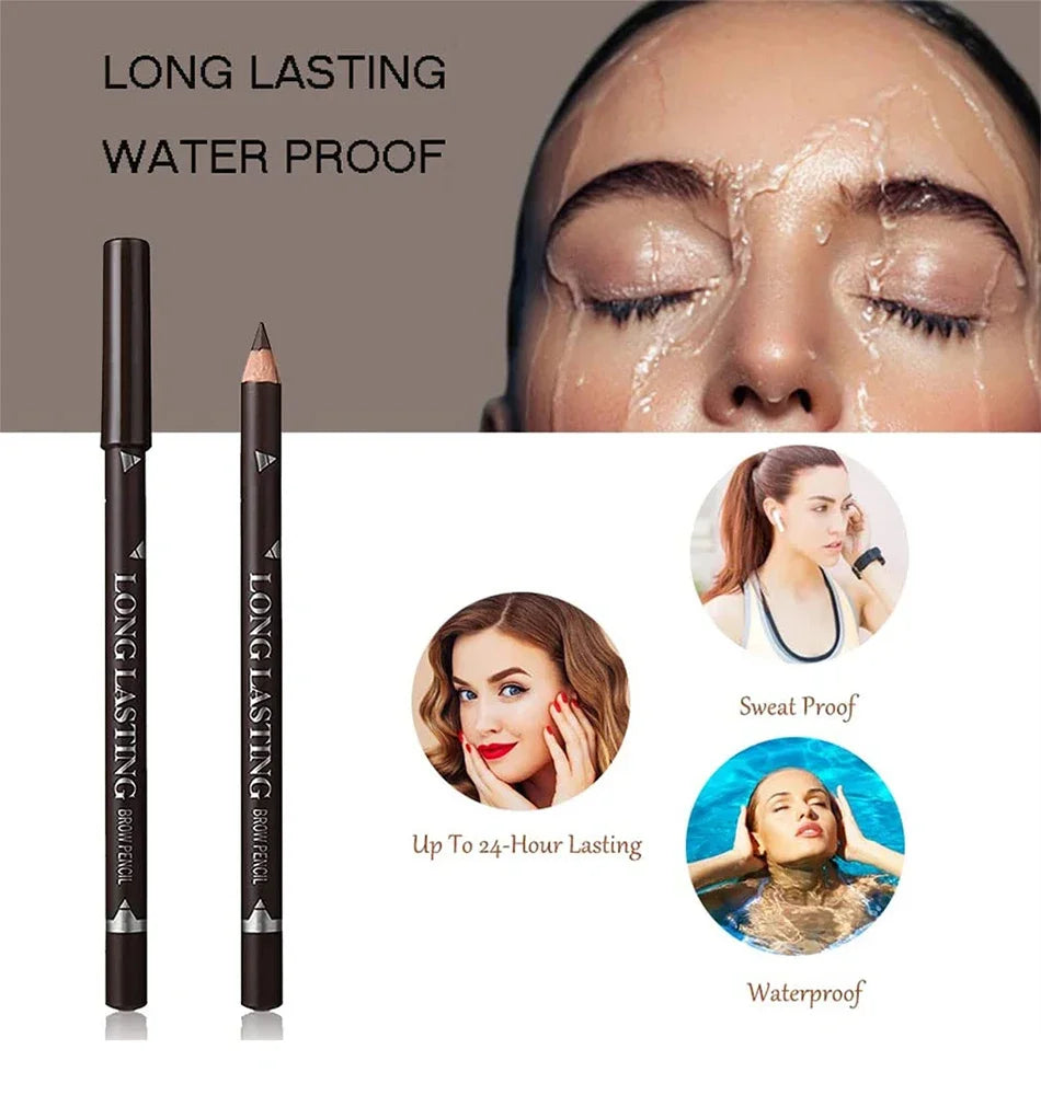 6/12Pcs Waterproof Eyebrow Pencil Easy Color Natural Black Brown Eye Makeup Pen Cosmetic Beginner Practice Eyebrow Beauty Tools