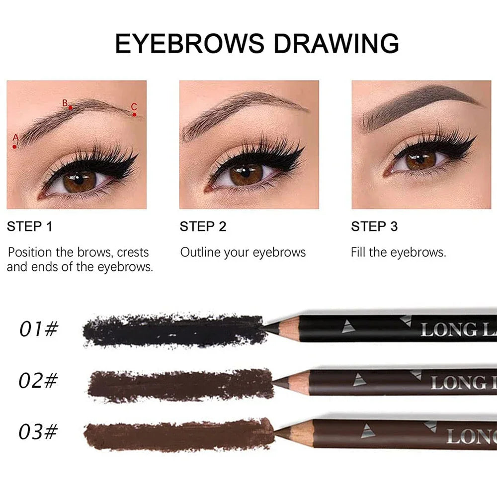 6/12Pcs Waterproof Eyebrow Pencil Easy Color Natural Black Brown Eye Makeup Pen Cosmetic Beginner Practice Eyebrow Beauty Tools