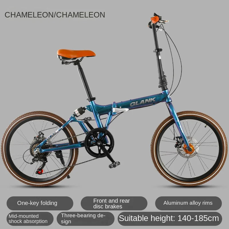 Aluminum Alloy Folding Frame 22 Inch Outdoor Portable Disc Brake Shock Absorber Adult Variable Speed Student Bicycle Camping