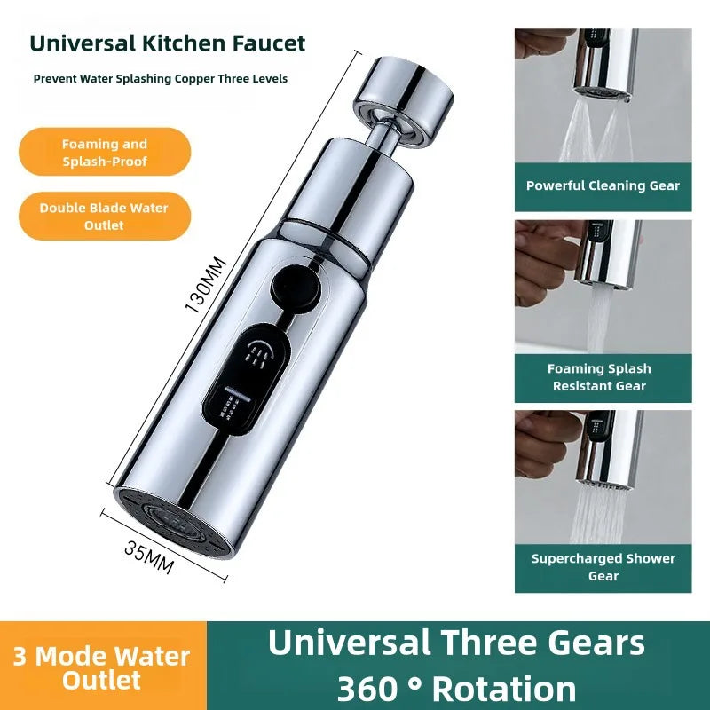 Kitchen Faucet Aerator 3 Modes Bathroom Anti-splash Tap Extender Adapter Faucet Washbasin Sprayer Saving Water Tap Filter Nozzle