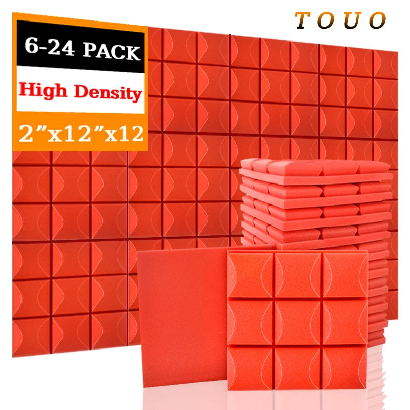 TOUO Acoustic Foam Panels 6-24 Pcs Soundproof Foam Wall Panels Studio Sound Proof Foam Soundproofing On The Wall KTV Room