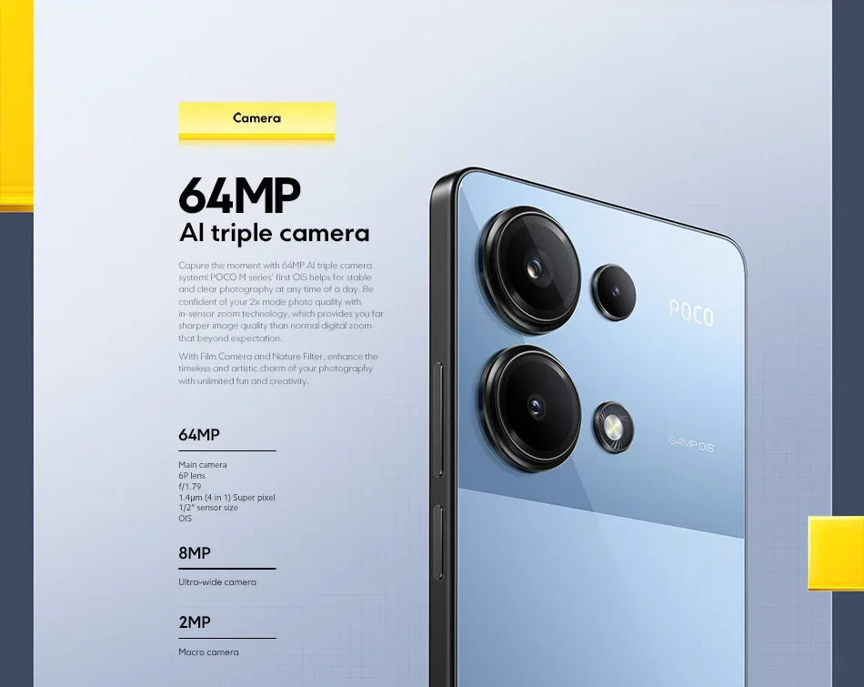 POCO M6 Pro Global Version 64MP Triple Camera with OIS Helio G99 Ultra 67W turbo charging 120Hz Flow AMOLED