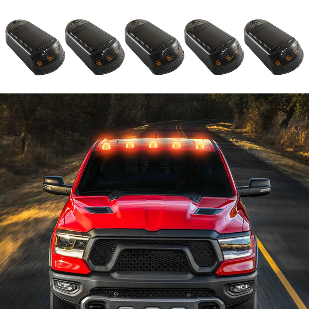 Wireless Cab Lights For Truck Solar Cab Lights No Drill LED Lights Yellow Lamp Roof Lights Cab Marker Lights For Universal Car